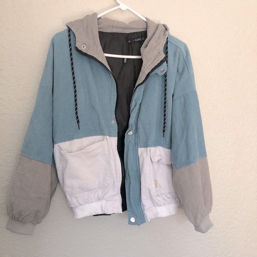 Vintage style corduroy color block jacket L